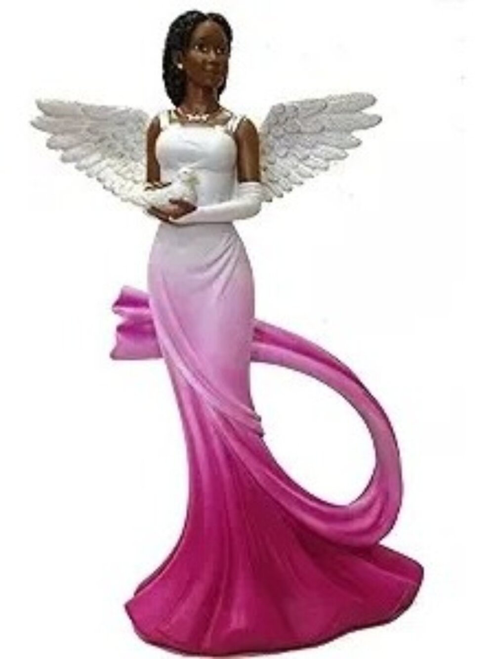Sash Angel in Fuchsia African American Angel Statue by Ebony Treasures 11.75 inc